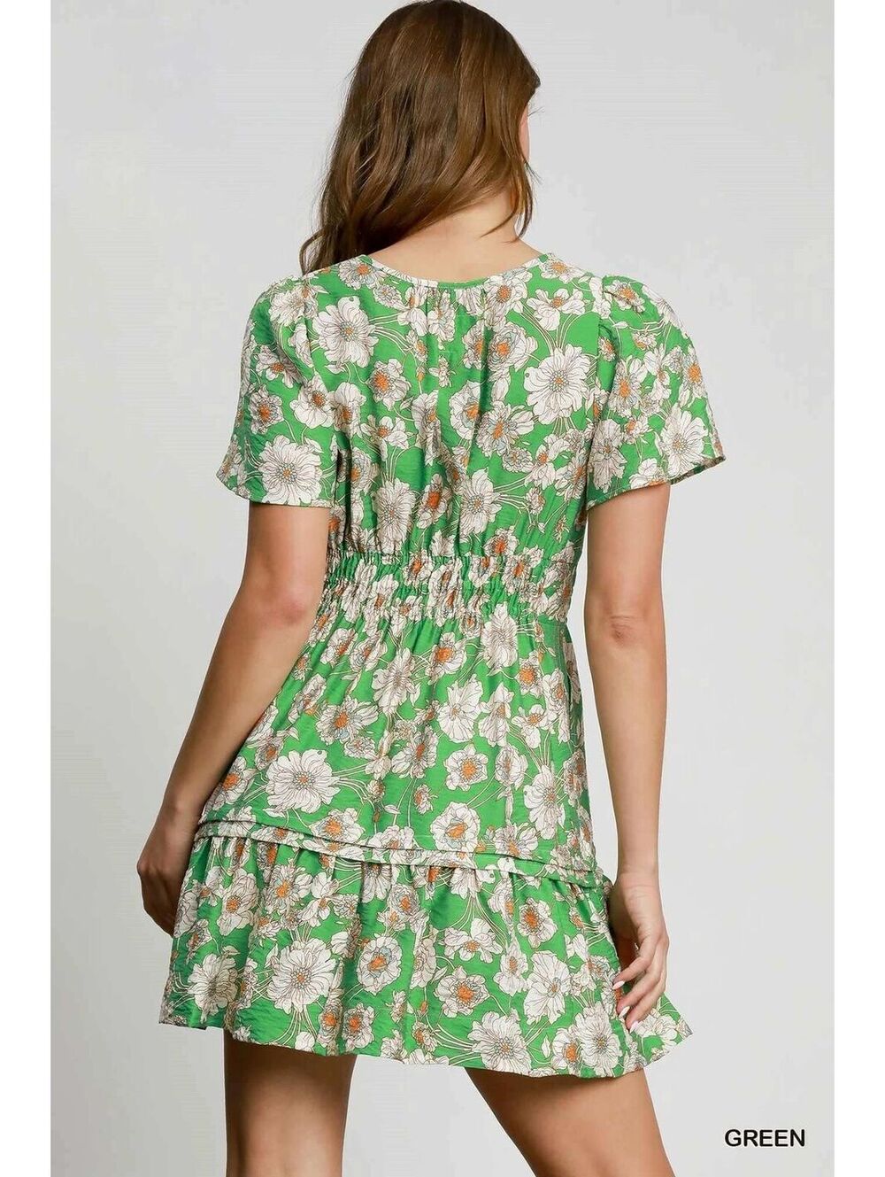 Umgee Floral Smocked Waist Mini Dress - Picture 3 of 3